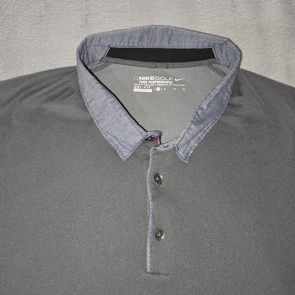 Nike Golf Tour Performance Dri Fit Mens Polo XL X-Large Gray Short Sleeve